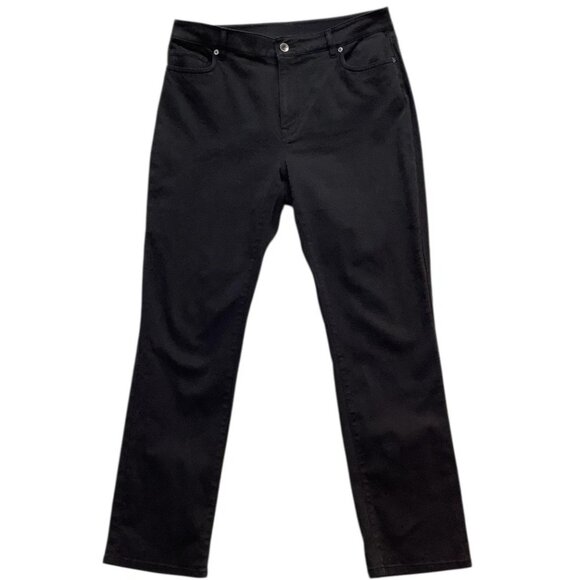 LL Bean Straight Leg Classic Fit High Rise Stretch Womens Jeans Size 14 Black - Picture 1 of 8